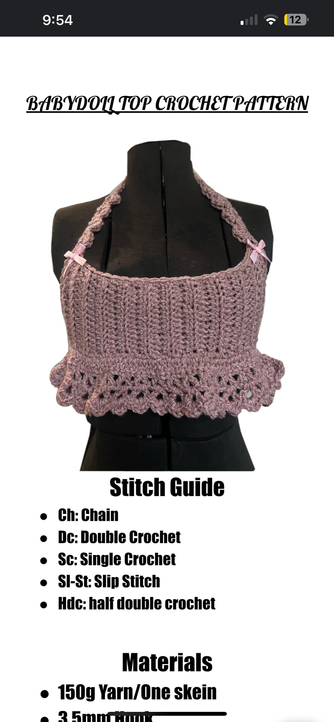 Babydoll Top Pattern